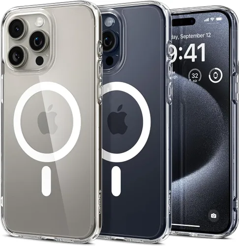 Vista 9 de Spigen Funda para iPhone 13 Mini, ultra híbrida MagFit [antiamarilleo] [compatible con Magsafe] - Transparente