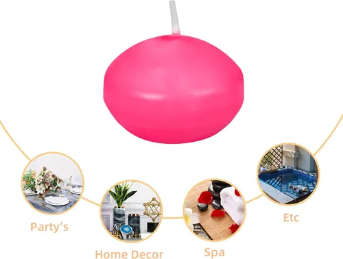 Vista 6 de Zest Candle Velas flotantes de 24 piezas, 1.75 pulgadas, rosa intenso