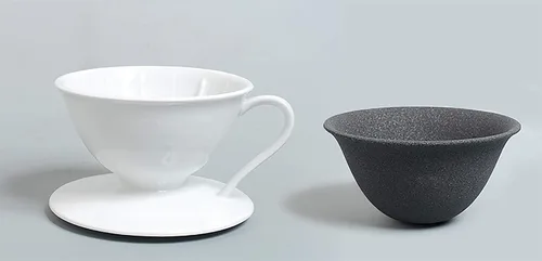 Vista 2 de Gotero de café japonés de cerámica y filtro reutilizable, porcelana Arita