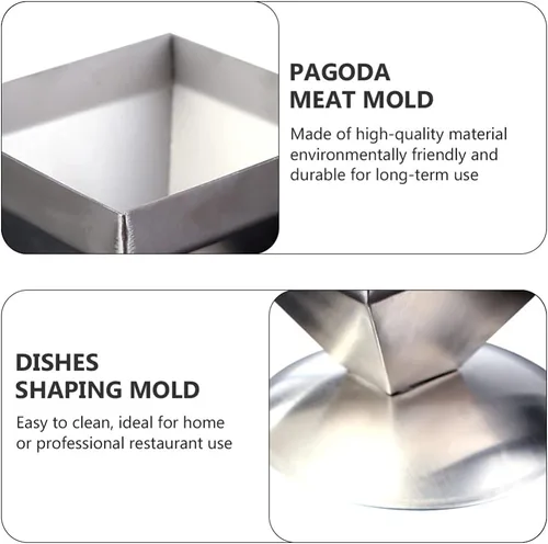 Vista 5 de DOITOOL Molde de pirámide de acero inoxidable, molde de carne, anillo para pastel, forma de triángulo, forma de relleno de alimentos, moldeador
