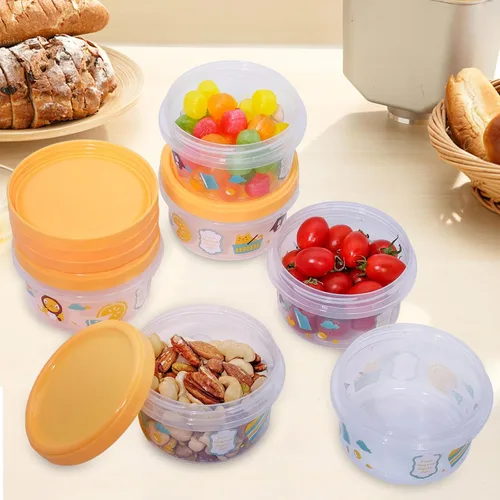 Vista 6 de Paquete de 6 recipientes de almacenamiento de alimentos, contenedor pequeño y apilable de 8 onzas con tapa, caja de preparación de comidas de Naranja