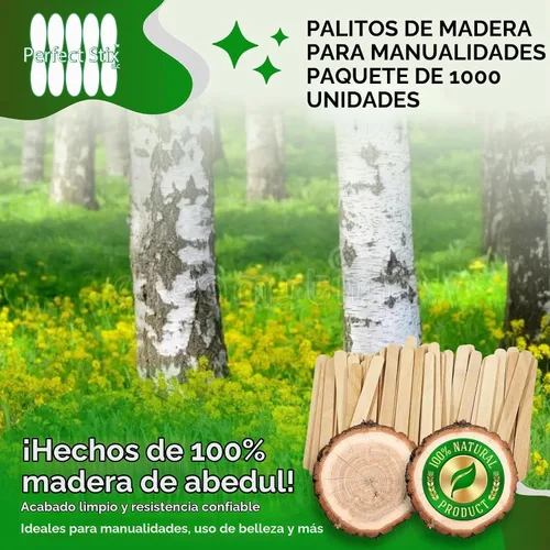 Vista 4 de Perfect Stix Palitos de madera para manualidades, 4.5 pulgadas, madera de abedul americano, 1000