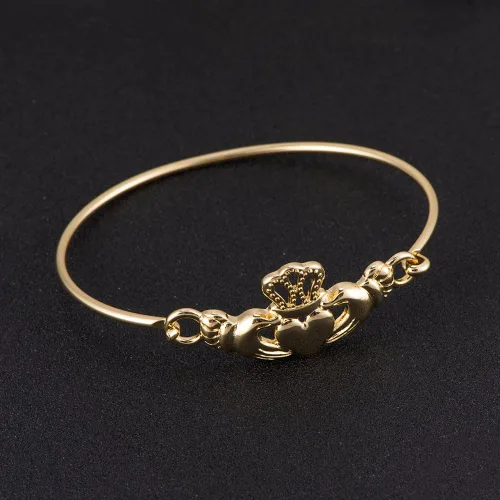 Vista 6 de The Claddagh - Pulsera irlandesa para mujer, 6.5 en 6 tonos, regalo elegante Oro