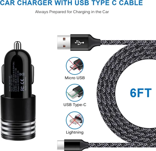Vista 5 de Cargador rápido USB tipo C para Moto G Stylus 5G 2025 2024/G Power 2026 2025/G 2026/G Pure/G Play 2023/2021/G8 Power/G7 Play/Z4/Edge 5G UW/One 5G