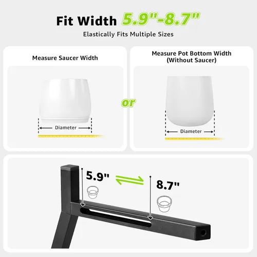 Vista 8 de Soporte de metal para plantas para interiores y exteriores, soporte de metal antioxidante, soportes de esquina estables para macetas de 5.9 a 8.7
