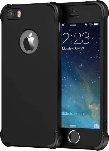 Vista 2 de ORETECH - Funda diseñada para iPhone 5/5S / SE (2016), con [2 protectores de pantalla de vidrio templado] cuerpo completo de 360° para iPhone SE