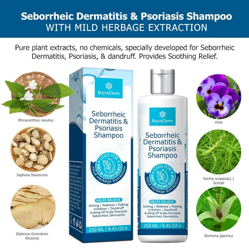 Vista 3 de Roycederm Champú para la psoriasis, champú para dermatitis seborreica, champú para foliculitis, champú para la caspa, tratamiento de la psoriasis