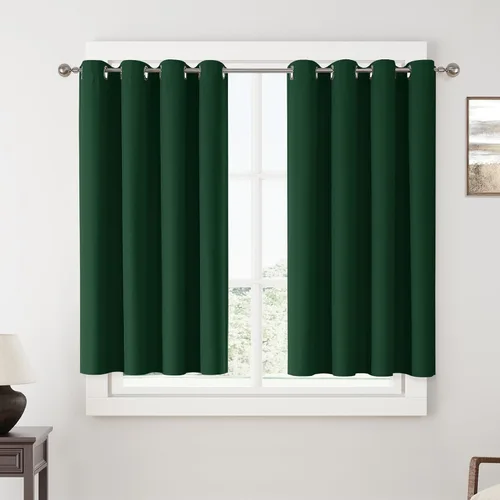 Vista 121 de ChrisDowa Cortinas 100% Opacas de Abedul Sólido de 45 Pulgadas de Largo, 2 Paneles para Dormitorio y Sala de Estar, Estilo Granja Oscurecedoras