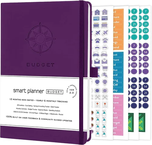 Vista 10 de Agenda de presupuesto Smart Planner – Agenda financiera tamaño A5 – Planificador de presupuesto sin fecha 2024-2025 y organizador mensual