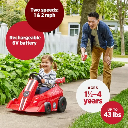 Vista 2 de Radio Flyer Grow with Me Racer, for Kids Age 1.5-4, Red, Large
