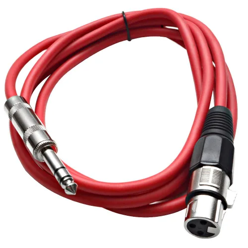 Vista 24 de Seismic Audio - SATRXL-F2 - Cable de conexión XLR naranja de 2 pies hembra a 1/4" TRS