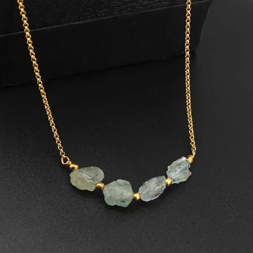 Vista 4 de Gempires Natural Raw Bar Crystals Pendant Necklace Handmade Jewelry 22 inch Adjustable Chain