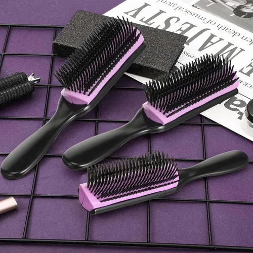 Vista 3 de Patelai Cepillo de pelo de nailon para cabello natural, cepillo desenredante de viaje para mujeres y hombres, voluminizador, moldeador, separación