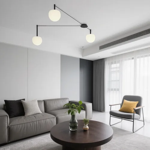 Vista 4 de Lámpara de Techo Semiempotrada de Cristal Negro de 3 Luces Adecuada para Salas de Estar, Dormitorios, Pasillos, Comedores, Comedores, Lámpara