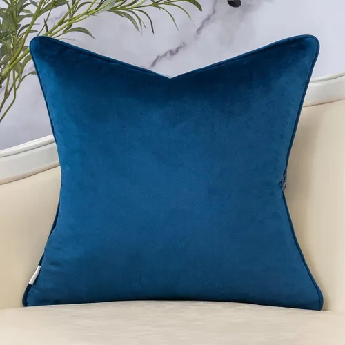 Vista 2 de Yangest Funda de Almohada Rectangular de Hoja Azul de Terciopelo Cortado, Funda de Cojín de Lujo Moderna para Sofá, Sala de Estar, Dormitorio, 12x20