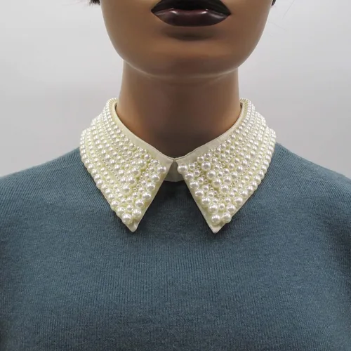 Vista 2 de Trimscraft Collar con cuentas de perlas de imitación gargantilla desmontable con cadena de extensión accesorio de ropa para mujer Perla Perla