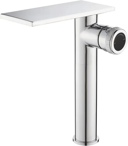 Vista 11 de becola Grifo Moderno de Lavabo de Baño, Grifo Alto para Lavabo de Baño, Grifo de Lavabo de Cuerpo en Níquel Cepillado, Grifo de Orificio Único