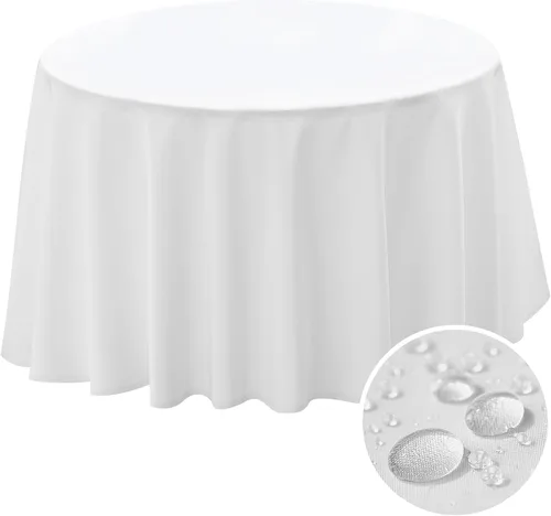 Vista 18 de BYDOLL Mantel redondo de 48 pulgadas, mantel de poliéster beige lavable sin arrugas, a prueba de derrames, para mesas de hasta 38 pulgadas