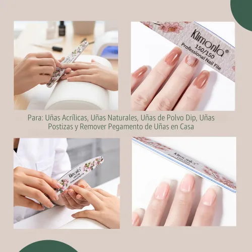 Vista 2 de 25 unidades de limas de uñas profesionales florales 80/100/150/180/240 grano, tablas de esmeril para uñas de gel y acrílicas, tablas de esmeril