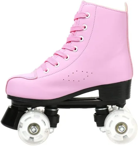Vista 4 de XUDREZ Roller Skates for Women Men Cozy PU Leather High-top Roller Skates for Beginner Double-Row PU Wheels, Professional Indoor Outdoor Roller