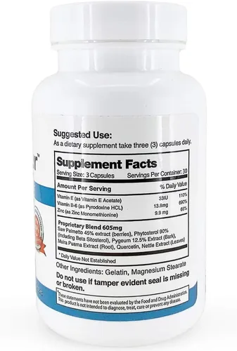 Vista 4 de Soporte de próstata con Saw Palmetto 605mg - 630 Cápsulas - Suministro para 7 meses