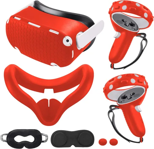 Vista 7 de Compatible with Oculus Quest 2 Accessories, Silicone Face Cover, VR Shell Cover,Touch Controller Grip Cover,Protective Lens Cover,Disposable Eye
