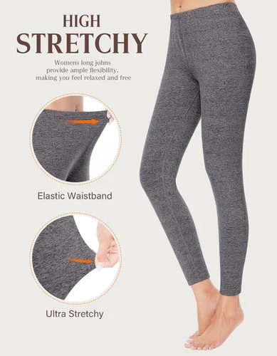 Vista 5 de YADIFEN Conjunto de ropa interior térmica para mujer, pantalones largos para mujer, capa base con forro polar, ropa interior larga, parte superior
