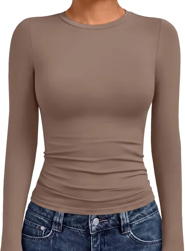 Vista 9 de AUTOMET - Camisetas ombligueras de manga larga para mujer, básicas, de compresión, para salir, otoño, ropa de moda del año 2000 Blanco