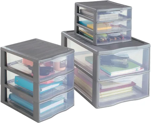 Vista 3 de Sundis Orgamix - Mini cajón con 2 cajones Big PP Argent 14.4 x 10.2 x 10.0 in