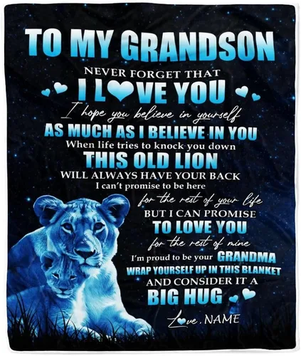 Vista 33 de Manta personalizada con texto en inglés «To My Grandson from Grandma Grandpa You Will Never Lose Lion Nison», manta de forro polar personalizada