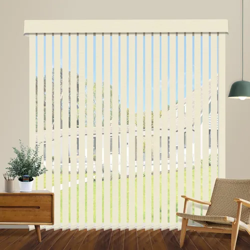 Vista 19 de Persianas verticales opacas sin cordón, persianas de tela con listones de 3.5 pulgadas, persianas verticales con protección UV, tamaño súper grande