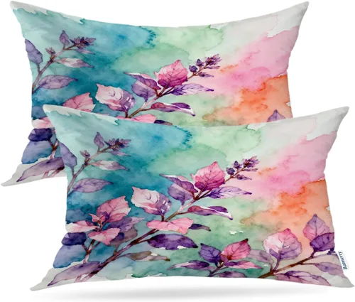 Vista 53 de Batmerry Autumn Maple Leaves Throw Pillow Covers, red Fall Orange Leaves Decorative Pillow Covers Digital Printing Blended for Couch Sofa Bed