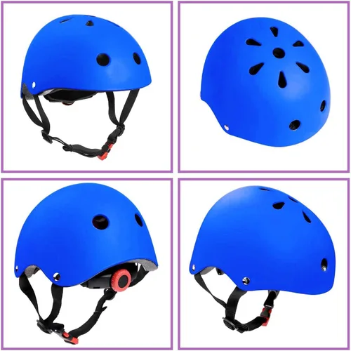Vista 5 de Casco de Bicicleta para Niños Rodilleras de Skateboard - Casco para Niños Coderas Muñequeras Ajustables para Niñas y Niños de 5~15 años Equipo
