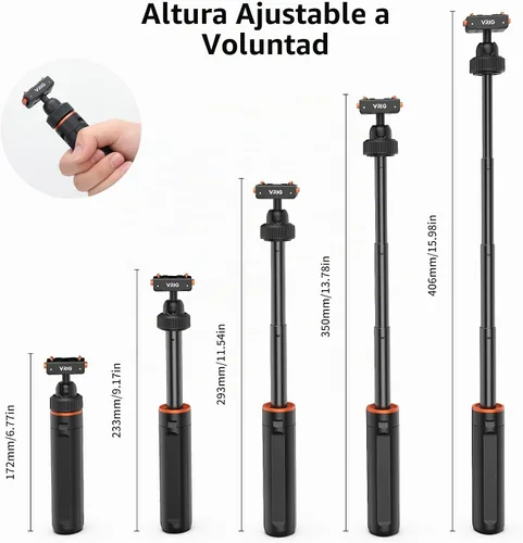 Vista 5 de VRIG 15.9" X5 Extended Mini cámara trípode para Insta360 X6/Ace Pro2