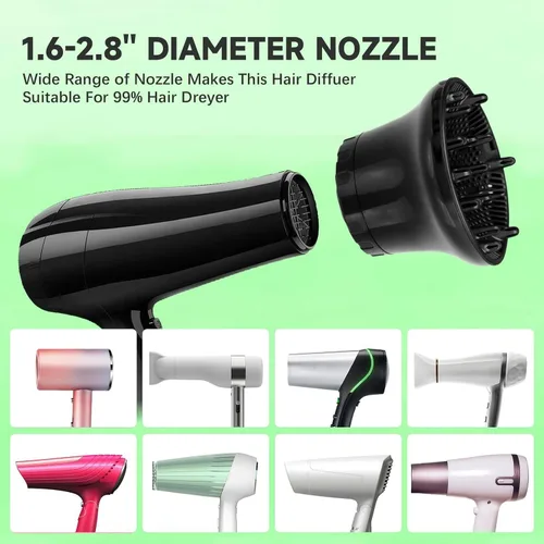 Vista 7 de Accesorio difusor universal de pelo, secador de pelo difusor, difusor profesional para cabello rizado natural ondulado, ajustable de 1.4 a 2.6