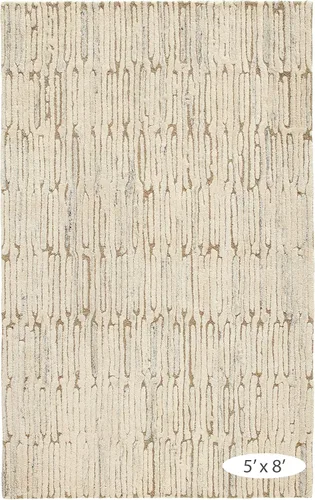 Vista 7 de Dash & Albert Malone - Alfombra de lana copetuda a mano de avena, 2.5 x 8 pies, patrón gráfico marrón