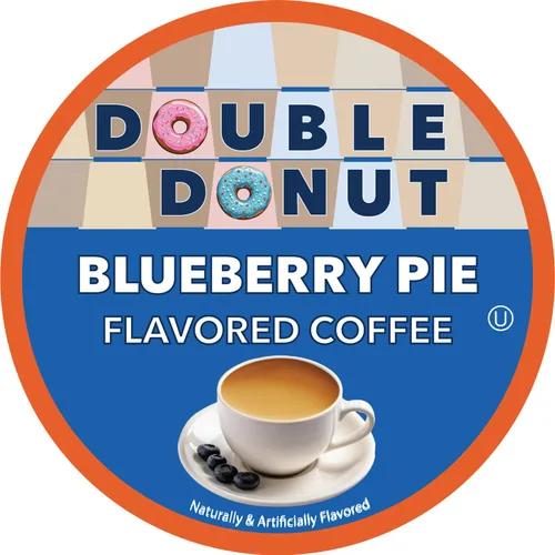 Vista 2 de Double Donut Coffee Cápsulas de café de arándanos, cápsulas de café con sabor a arándanos de una sola porción, café tostado medio para cafeteras