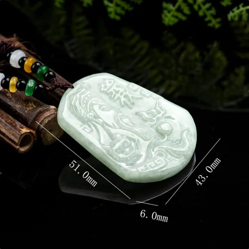 Vista 6 de 2.00 pulgadas autenticación natural hecho a mano jadeíta dios marcial Guan Yu Jade colgante hombres y mujeres Guan Yunchang collar Fengshui Jade