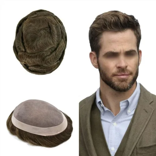 Vista 12 de Toupee - Sistema de reemplazo de cabello fino y duradero para hombre, piezas de cabello 100% humano para hombres, revestimiento de poliéster, unidad