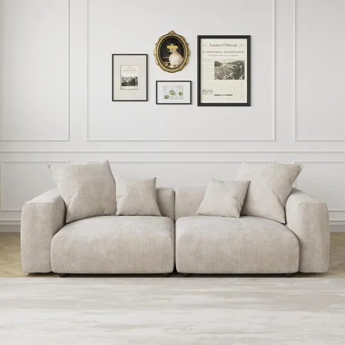 Vista 17 de JACH Sofás Seccionales de Pana para Sala de Estar, Sofá Seccional Modular con Otomanas Chaise, Fundas de Cojines Removibles, Sofá Cama Moderno