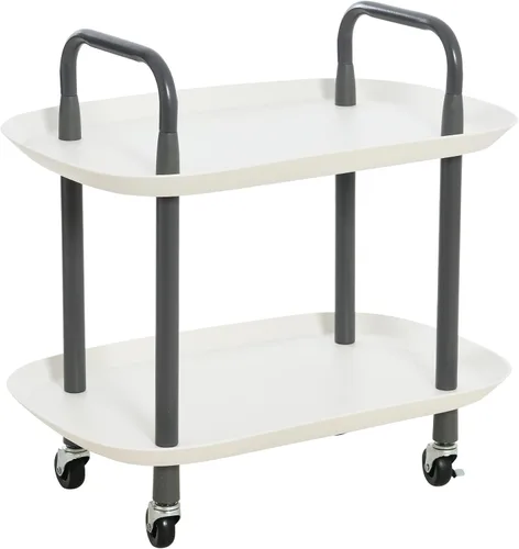 Vista 15 de Main + Mesa Carrito moderno de plástico y metal de 2 niveles, negro y verde oscuro