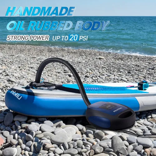 Vista 2 de Polotrag Bomba de tabla de remo, bomba eléctrica SUP, compresor de aire portátil profesional de 20 PSI con apagado automático, función