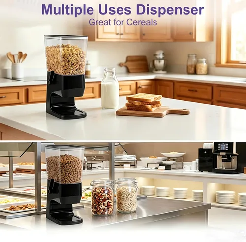 Vista 9 de Dispensador de cereales para encimera, 1 paquete, dispensador de alimentos secos, organizador de aperitivos, recipientes delgados de almacenamiento