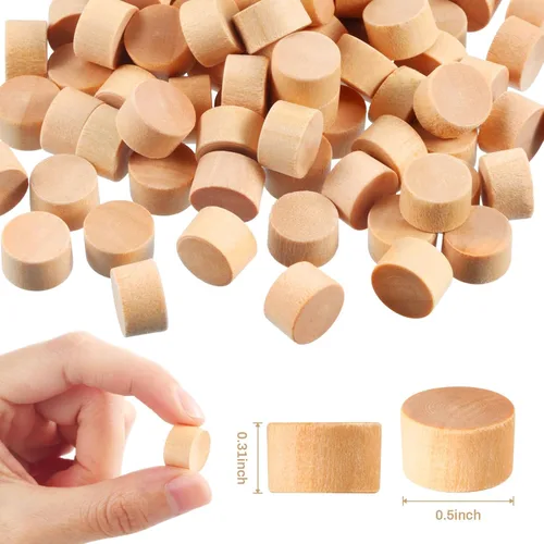 Vista 4 de 200 tapones de botón de madera de 1/2 pulgada - Tapones de agujero de tornillo de cabeza plana