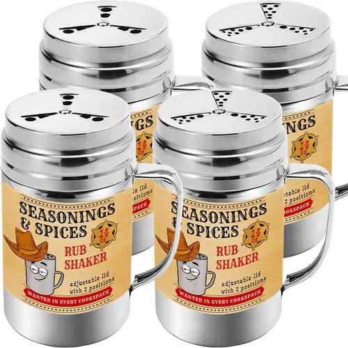 Vista 6 de CUSINIUM [Paquete de 2] Cocteleras de especias de condimentos de 10 onzas, coctelera seca para barbacoa, draga de cocina con tapa ajustable