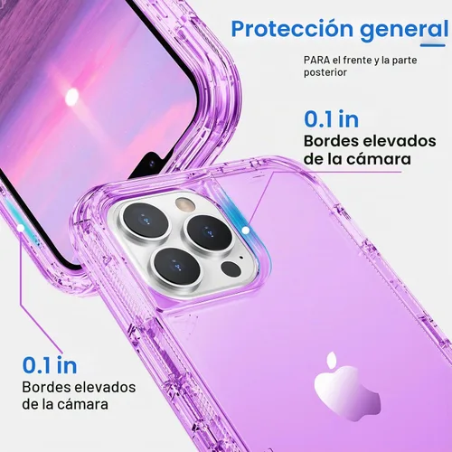 Vista 5 de ORIbox - Funda compatible con iPhone 13 Pro Max y 12 Pro Max, resistente a los golpes, anticaídas, transparente Púrpura Cristal