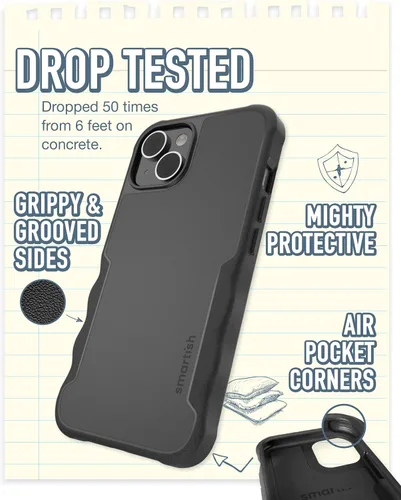 Vista 2 de Smartish® funda protectora magnética para iPhone 14 - Funda Gripzilla compatible con MagSafe [Resistente + Dura] Funda blindada de agarre pesado