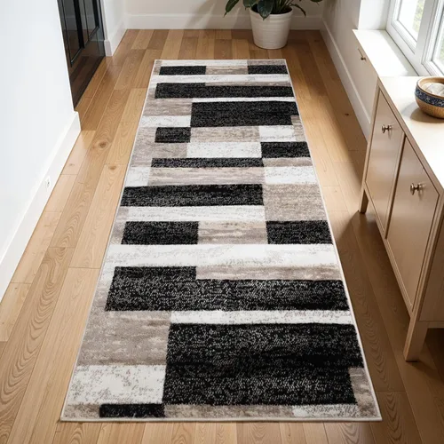 Vista 47 de Superior - Alfombra de pasillo, reverso de yute, moderna, geométrica, para dormitorio, oficina, sala de estar, entrada, suelo de madera dura