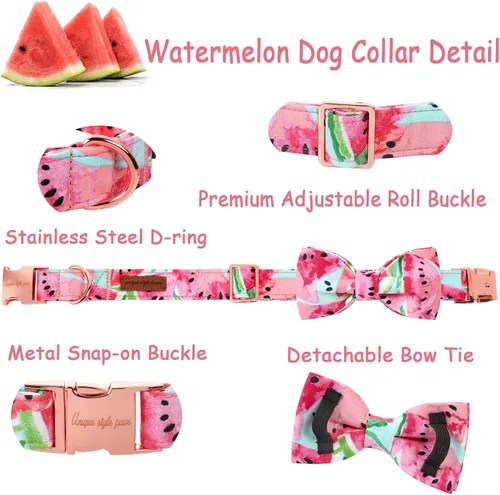 Vista 2 de Unique style paws - Collar con lazo de pera de algodón para perros, collar de verano ajustable para perros pequeños, medianos y grandes - XS