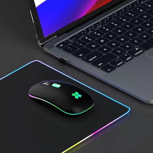Vista 6 de besky Ratón recargable inalámbrico, mouse portátil silencioso para A-Negro